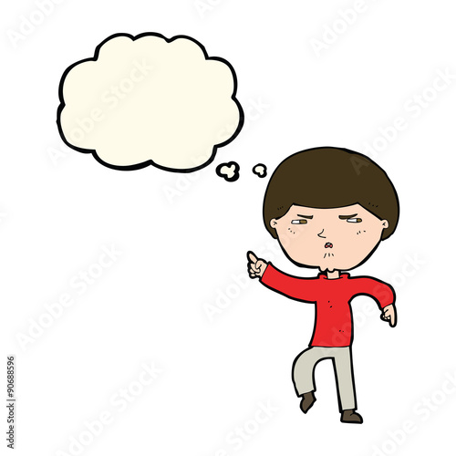 cartoon annoyed man with thought bubble