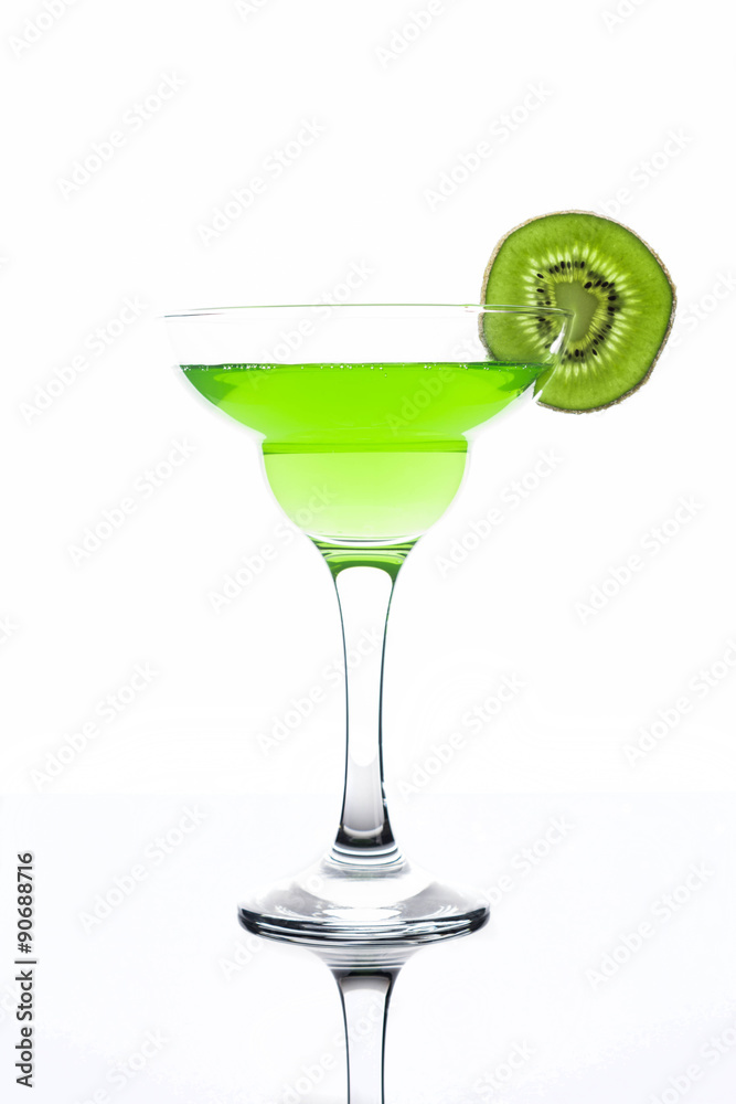 Kiwi cocktail on white background