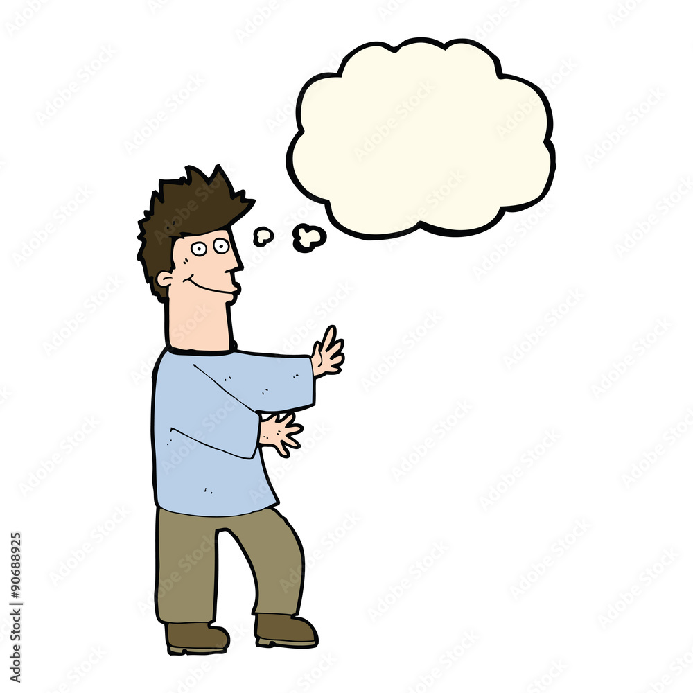 cartoon happy man with thought bubble cartoon happy man with thought bubble