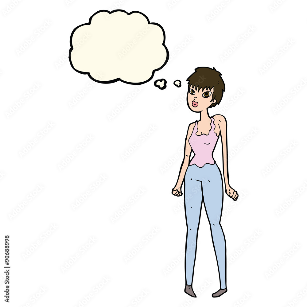 cartoon pretty woman with thought bubble cartoon pretty woman with thought bubble
