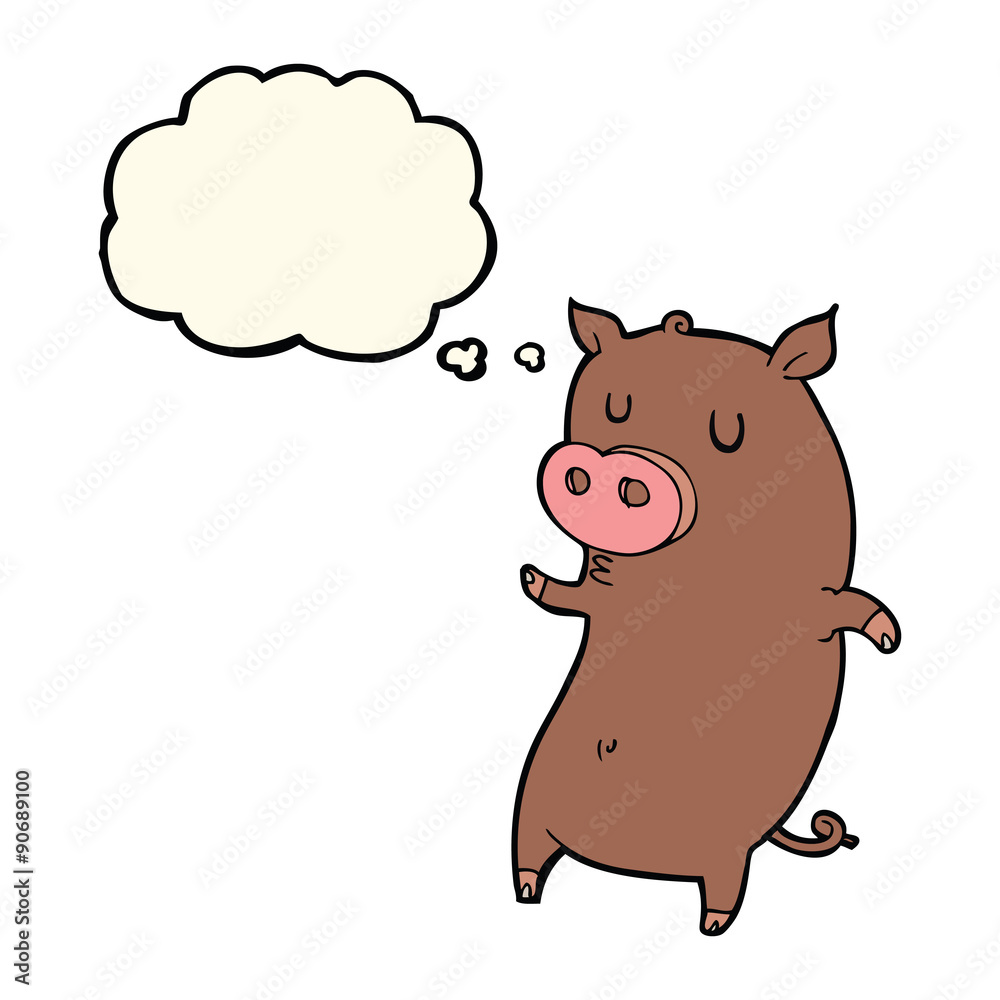 Fototapeta premium funny cartoon pig with thought bubble