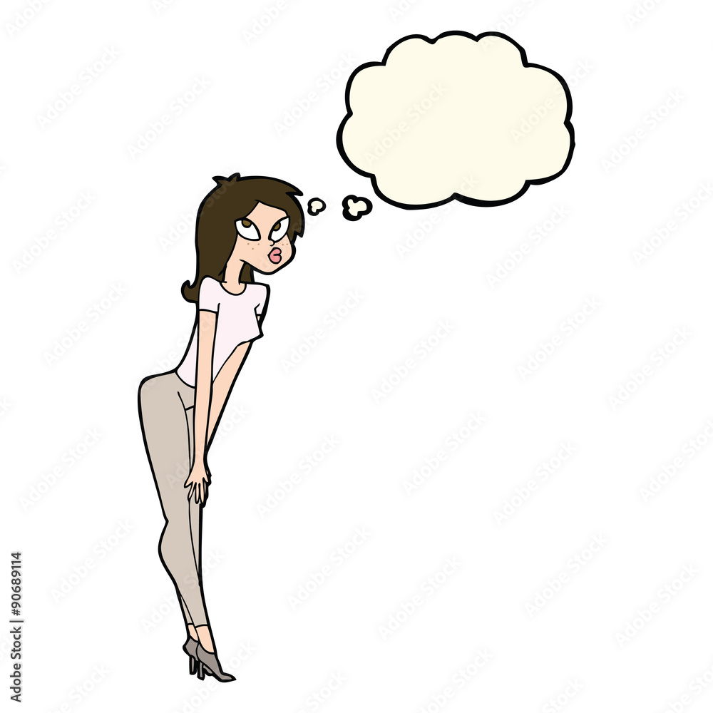 cartoon attractive girl with thought bubble cartoon attractive girl with thought bubble