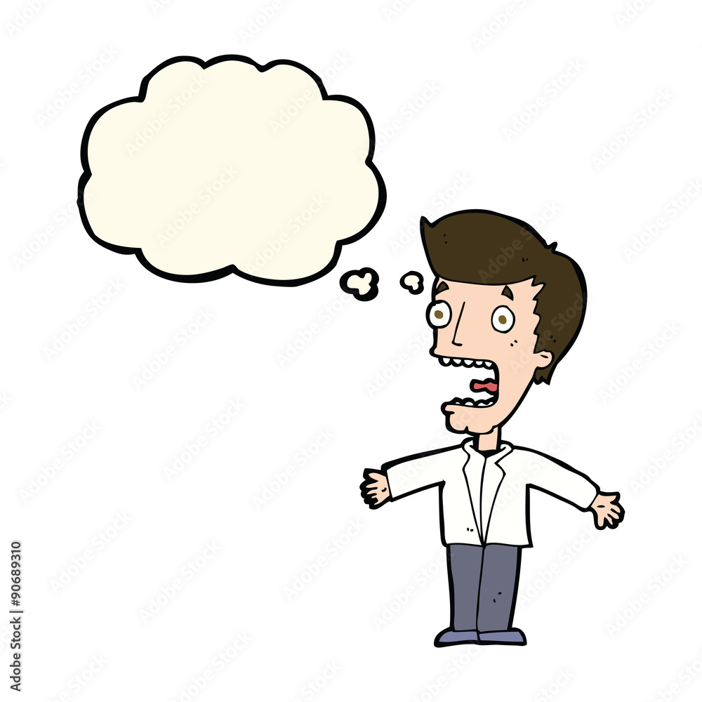 cartoon screaming man with thought bubble cartoon screaming man with thought bubble