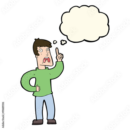 cartoon man with complaint with thought bubble