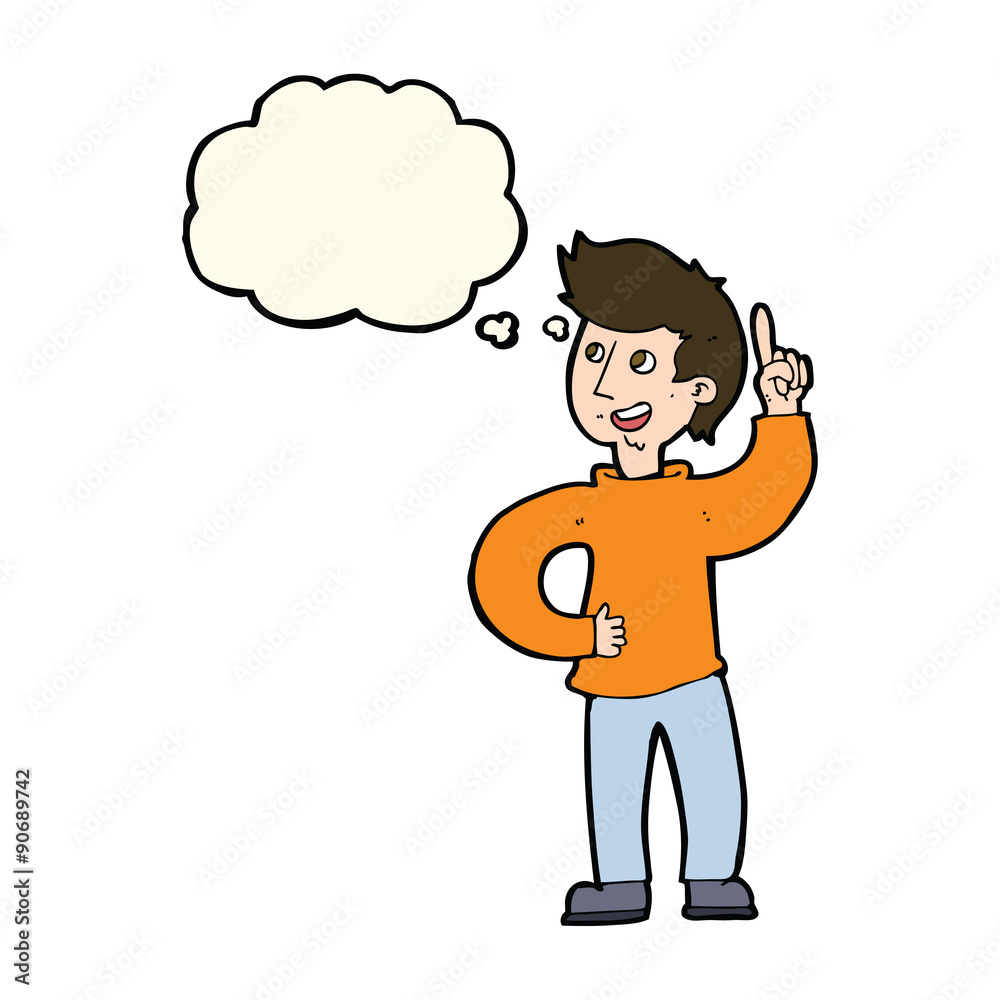 cartoon man with idea with thought bubble cartoon man with idea with thought bubble