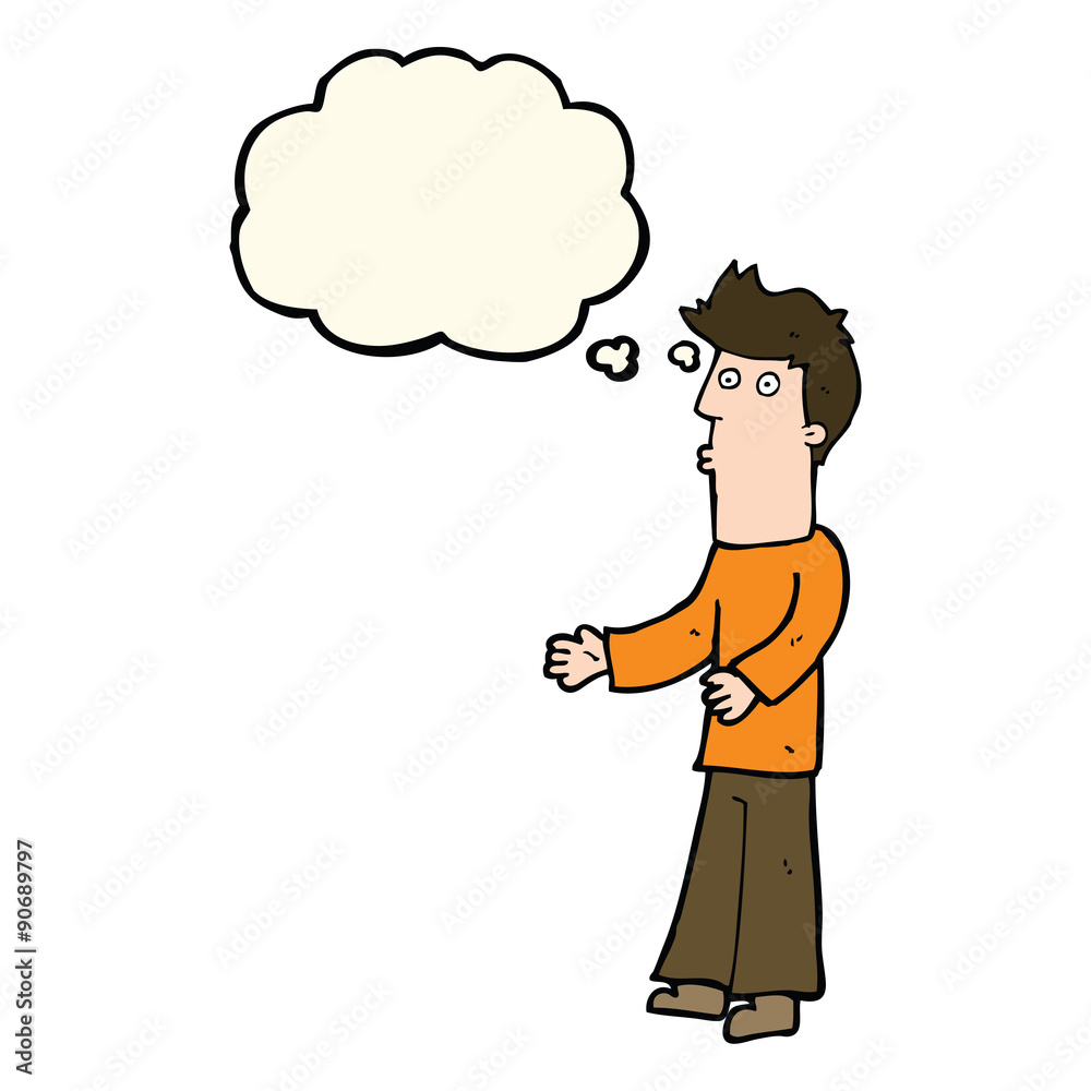 cartoon man explaining with thought bubble cartoon man explaining with thought bubble