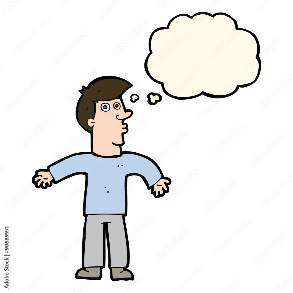 cartoon man shrugging shoulders with thought bubble cartoon man shrugging shoulders with thought bubble