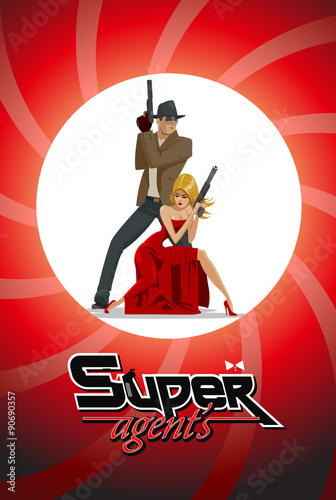 Team of super agents. Posing on camera. In gun barrel. Sexual wo