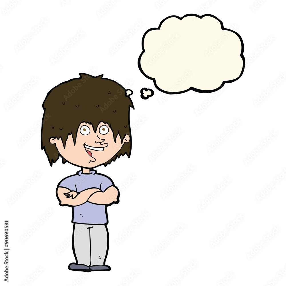 cartoon happy man with thought bubble cartoon happy man with thought bubble