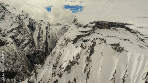 Aerial View: mt.Machhapuchhre (Fishtail), Annapurna conservation area, Nepal. April 2014. Machhapuchhre is at the end of long spur ridge, coming south out of the main backbone of the Annapurna Himal.