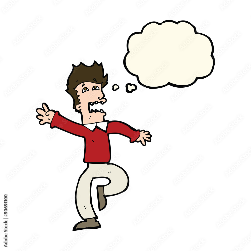cartoon man panicking with thought bubble cartoon man panicking with thought bubble