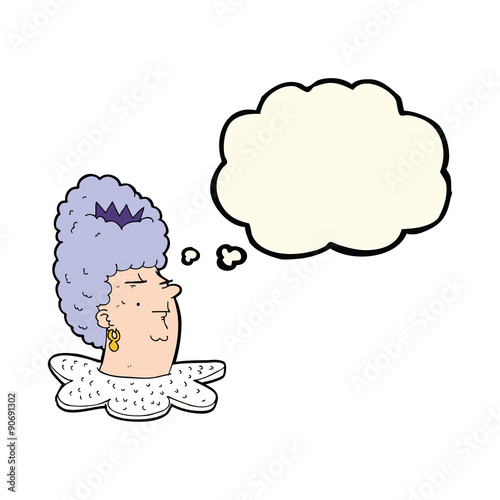 cartoon queen's head with thought bubble