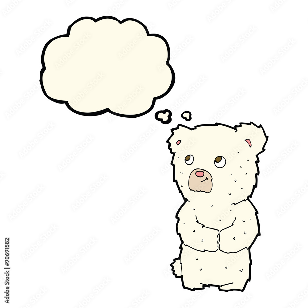 cartoon polar bear cub with thought bubble cartoon polar bear cub with thought bubble