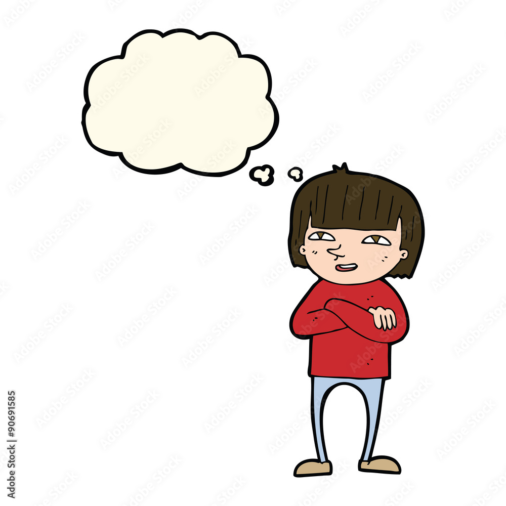 cartoon happy person with thought bubble cartoon happy person with thought bubble