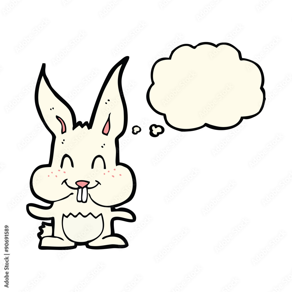 cartoon rabbit with thought bubble cartoon rabbit with thought bubble