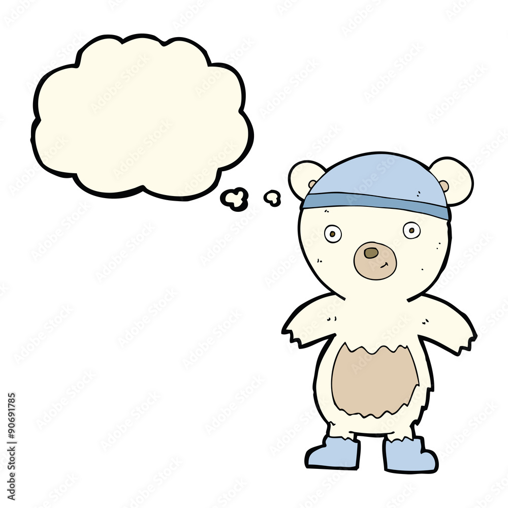 cartoon cute polar bear with thought bubble