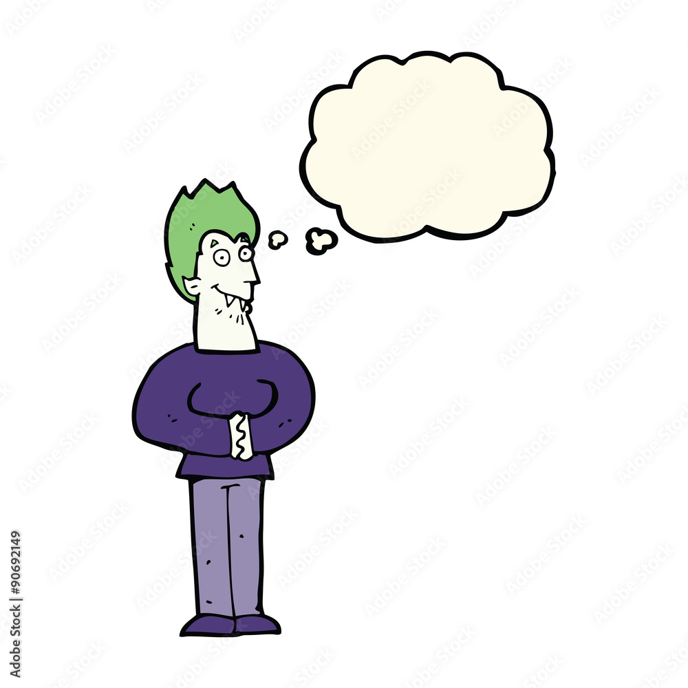 cartoon vampire with thought bubble cartoon vampire with thought bubble