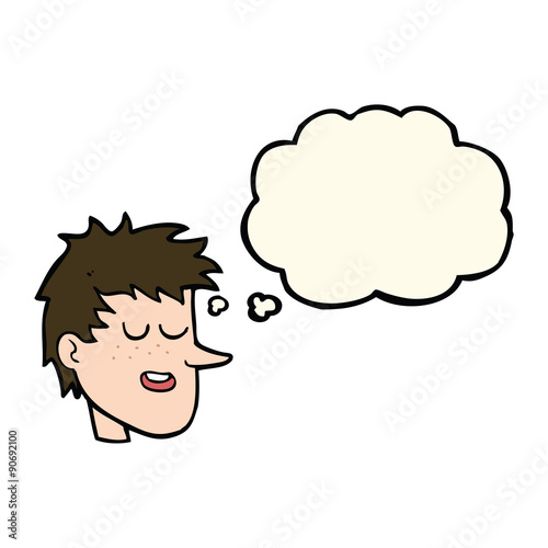 cartoon happy boy face with thought bubble