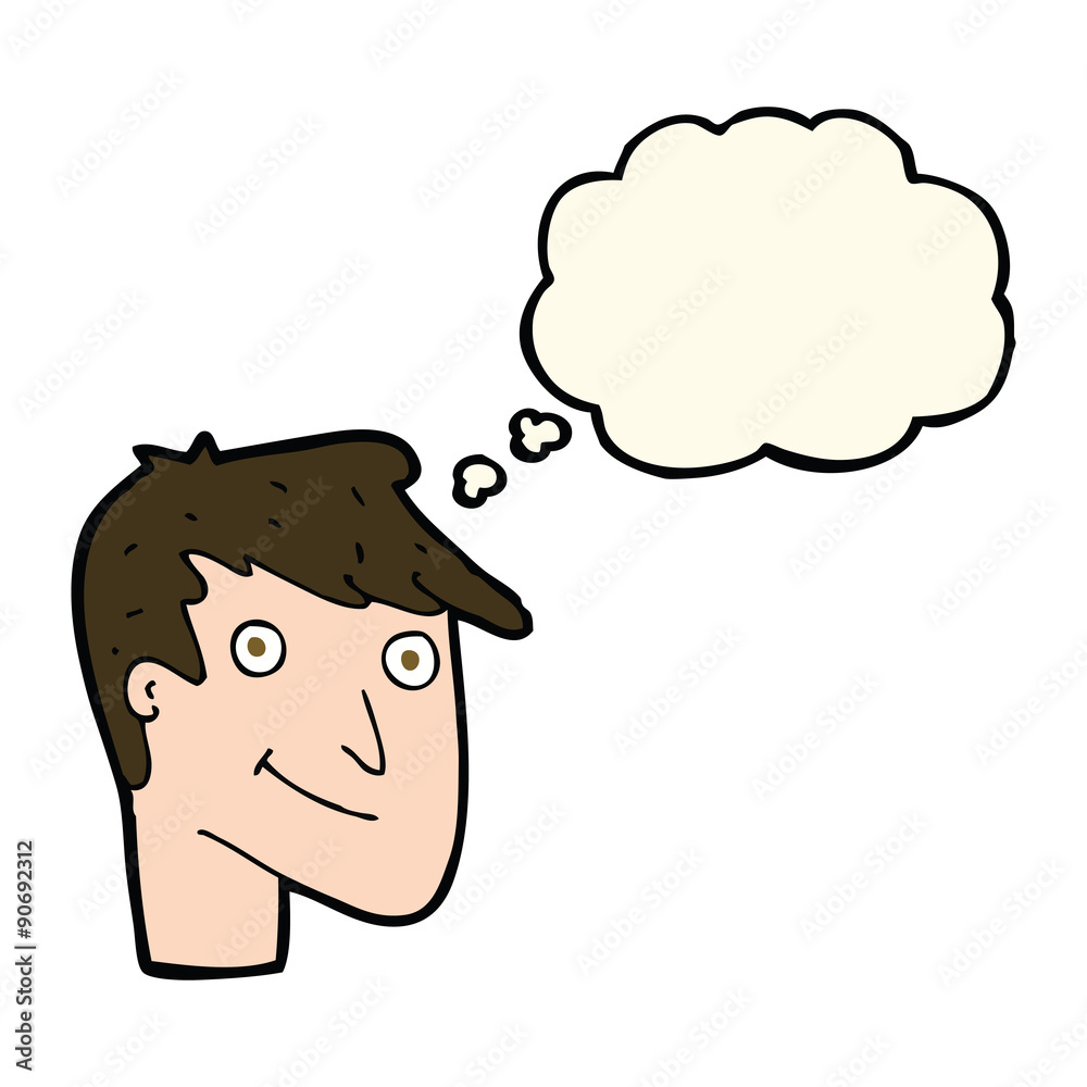 cartoon happy man with thought bubble cartoon happy man with thought bubble
