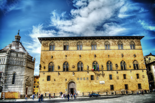 Quadro su tela San Giovanni in Corte baptistery and Palazzo Pretorio in Pistoia