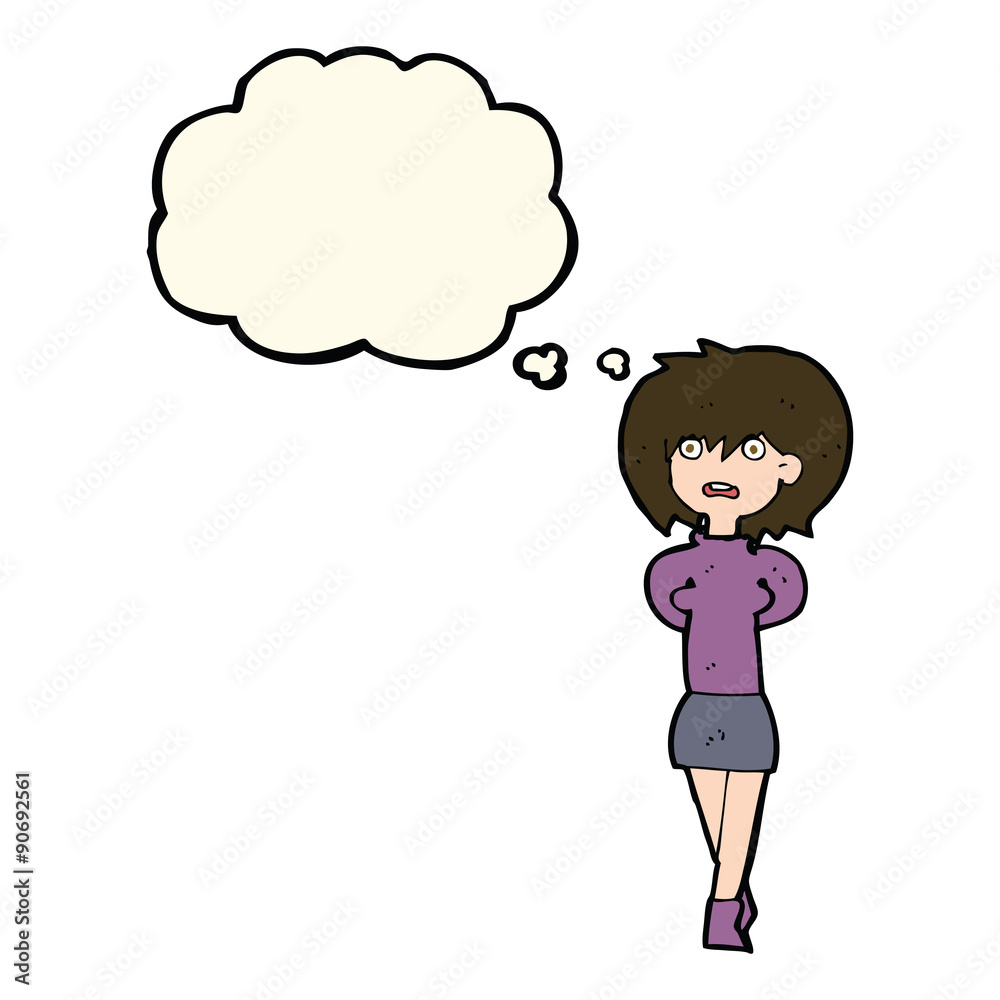 cartoon shocked woman with thought bubble cartoon shocked woman with thought bubble
