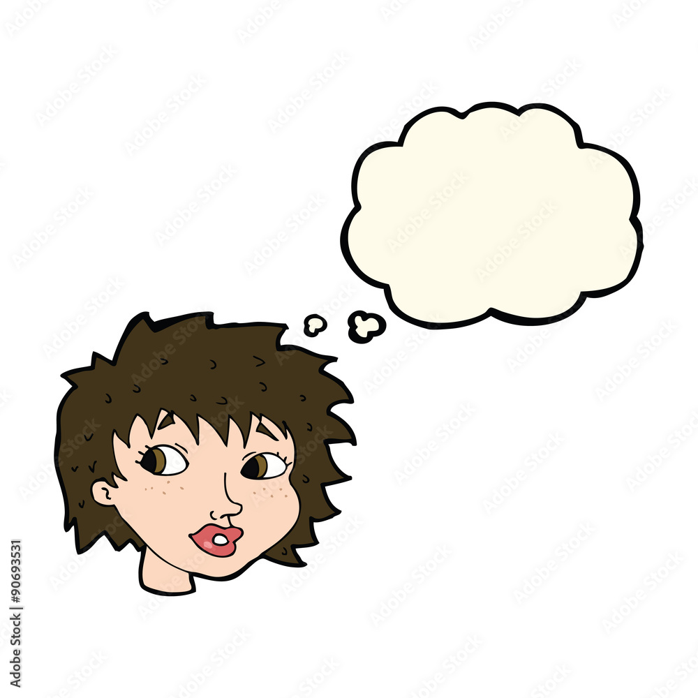 cartoon surprised woman with thought bubble cartoon surprised woman with thought bubble