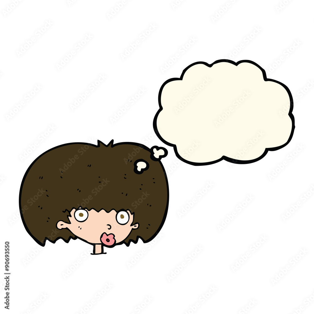 cartoon surprised woman with thought bubble cartoon surprised woman with thought bubble