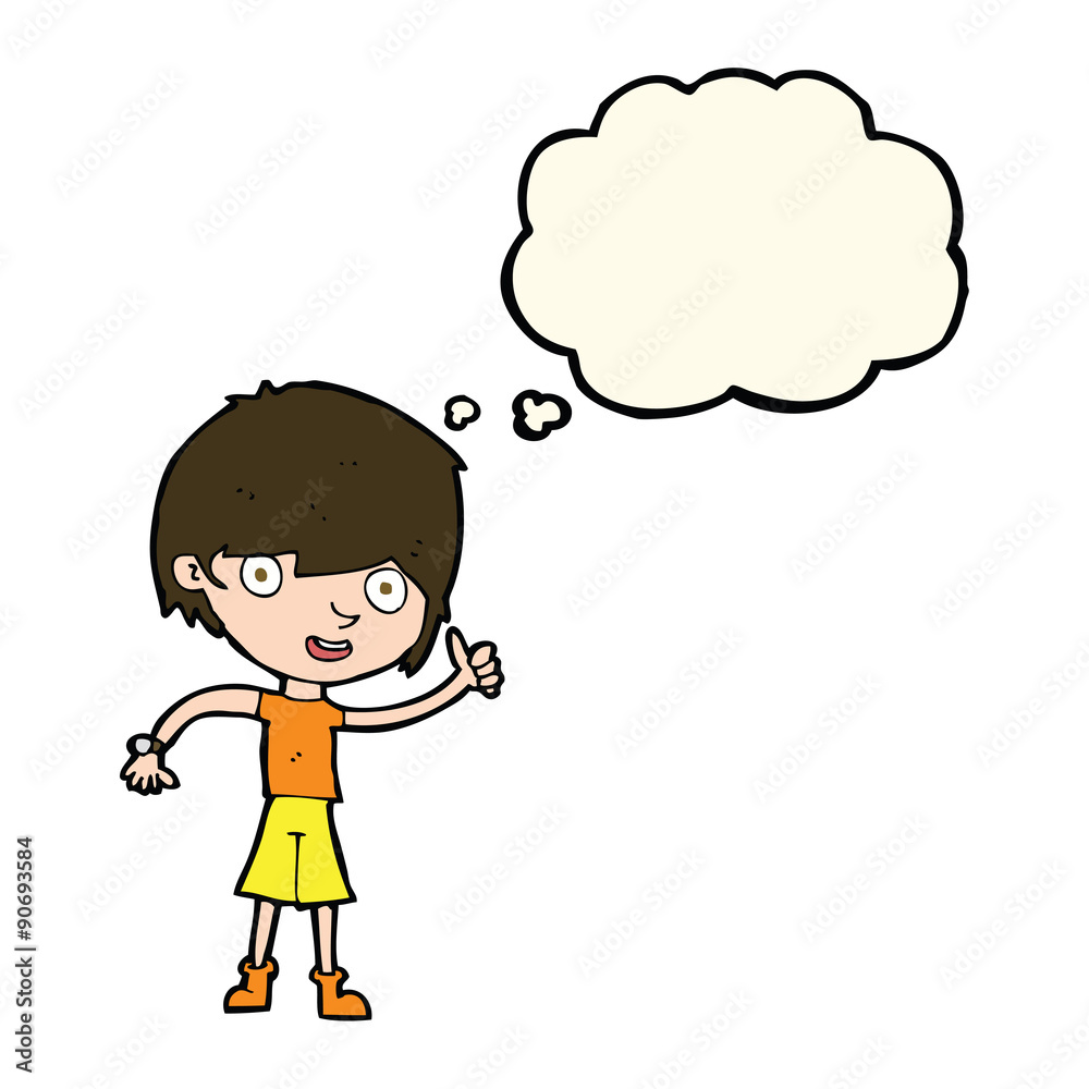 cartoon boy with positive attitude with thought bubble cartoon boy with positive attitude with thought bubble