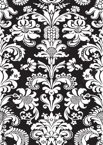 Vector seamless floral damask pattern black and white © cosveta