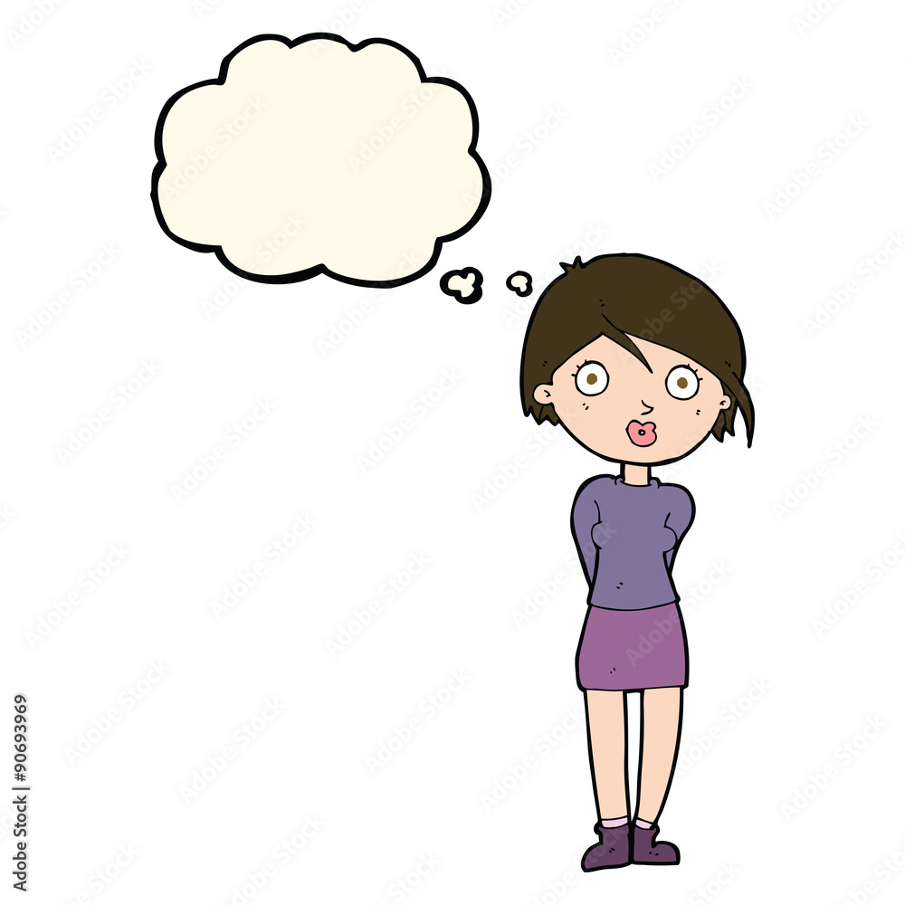 cartoon surprised girl with thought bubble cartoon surprised girl with thought bubble