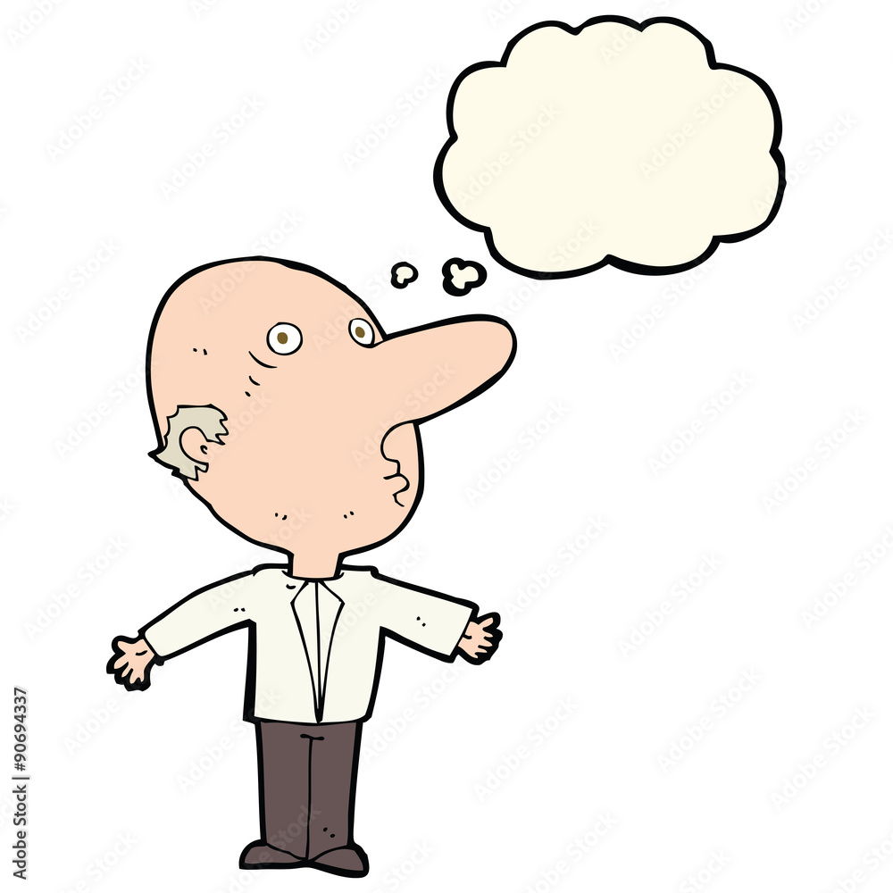 cartoon confused middle aged man with thought bubble cartoon confused middle aged man with thought bubble