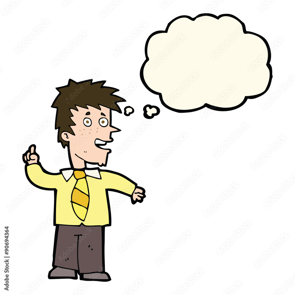cartoon man with idea with thought bubble cartoon man with idea with thought bubble