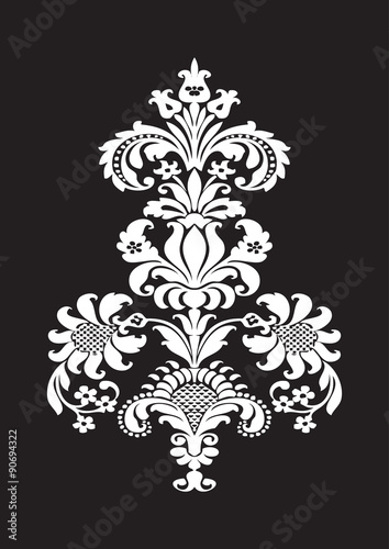  Vector abstract white flower element design on black background isolated 