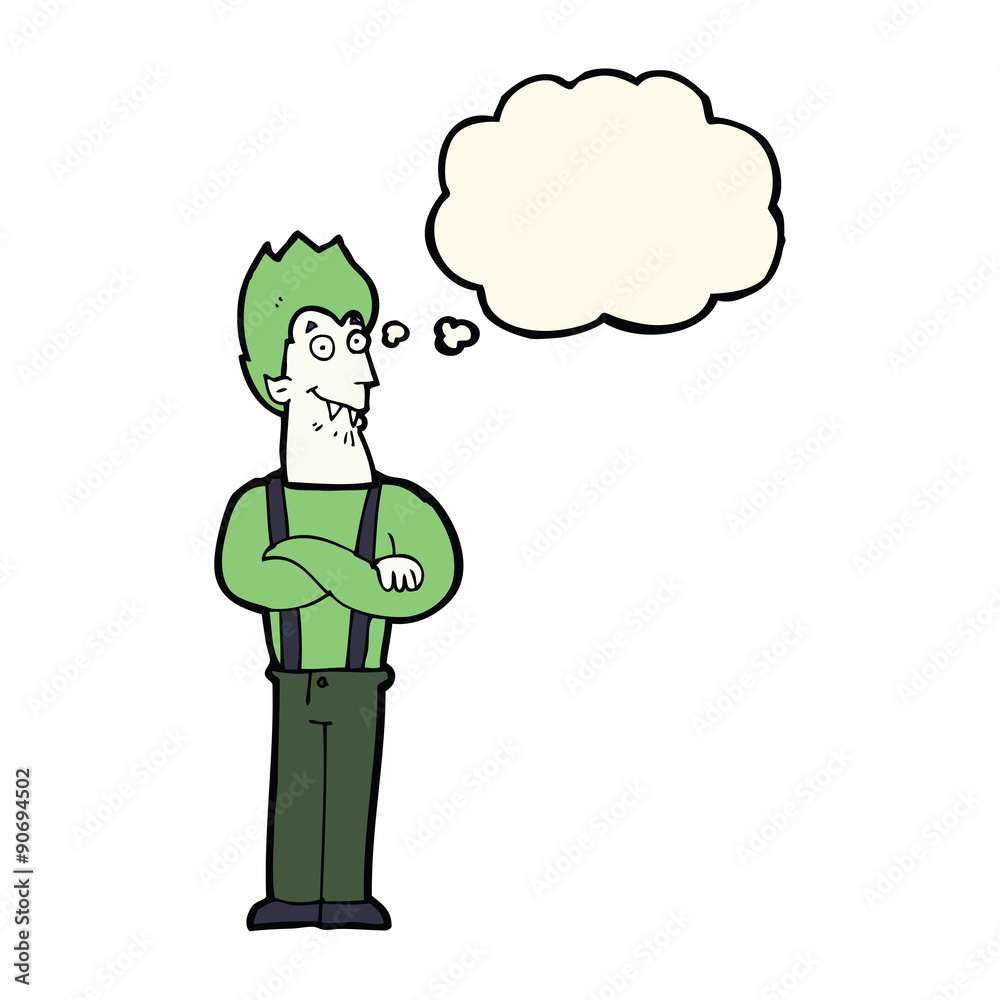 cartoon happy vampire with thought bubble cartoon happy vampire with thought bubble