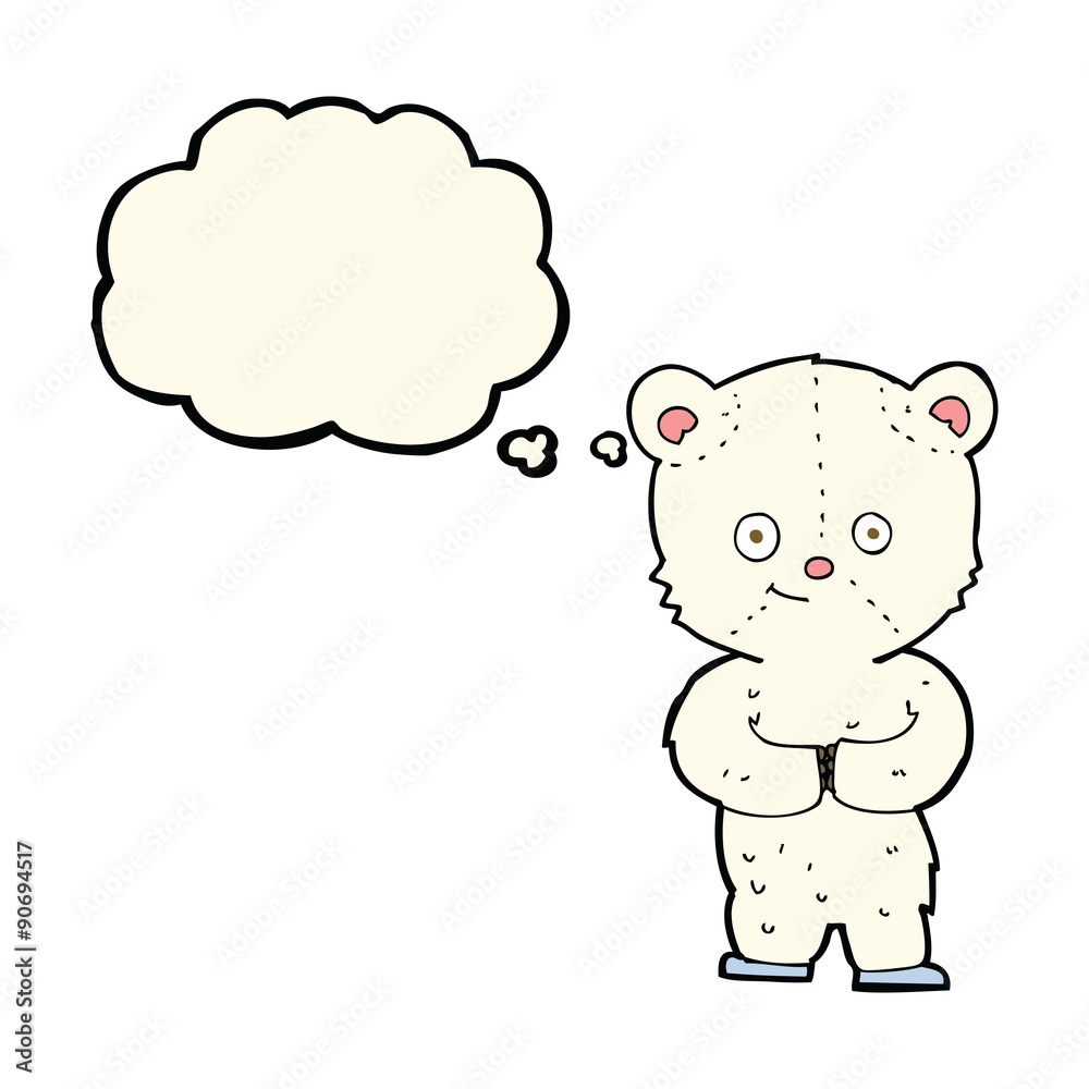 cartoon teddy polar bear cub with thought bubble cartoon teddy polar bear cub with thought bubble