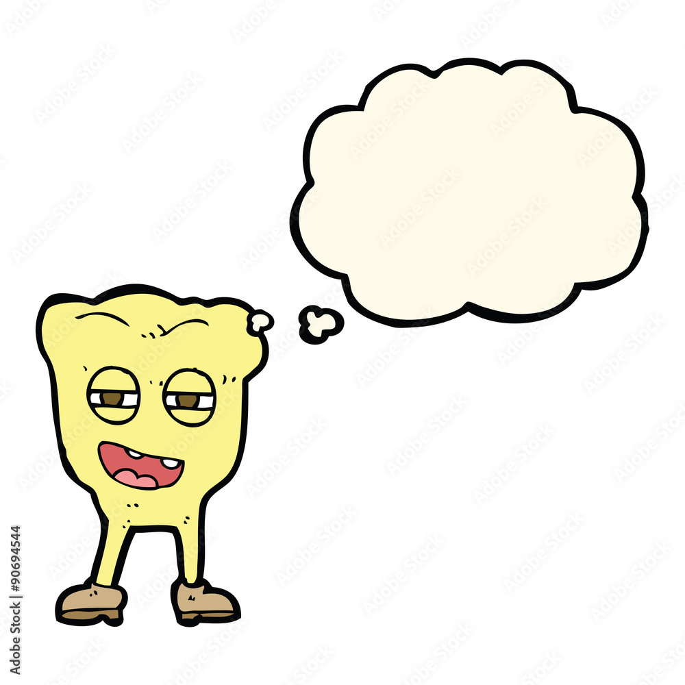 cartoon rotten tooth character with thought bubble cartoon rotten tooth character with thought bubble