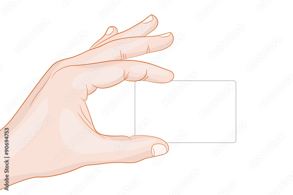 hand holding a card blank hand holding a card blank