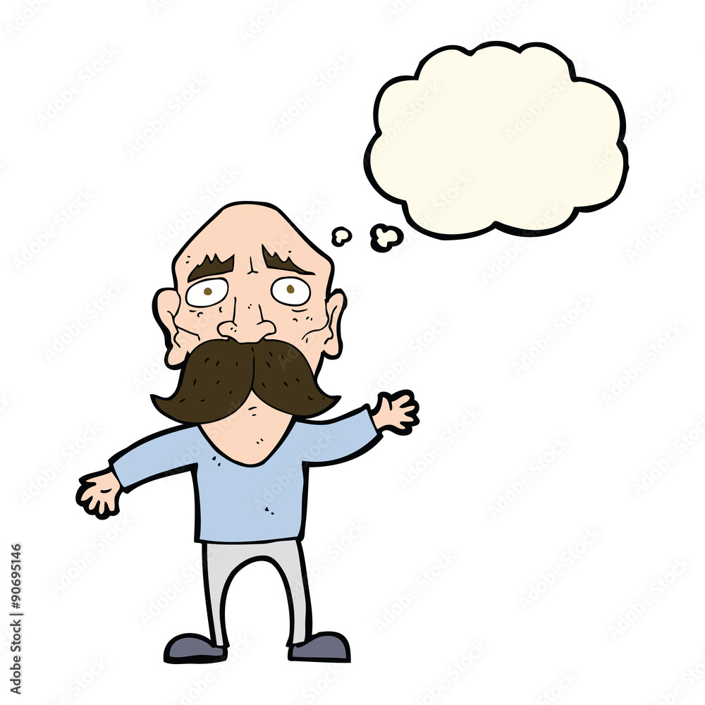 cartoon worried old man with thought bubble cartoon worried old man with thought bubble