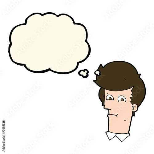 Wallpaper Mural cartoon man narrowing eyes with thought bubble Torontodigital.ca