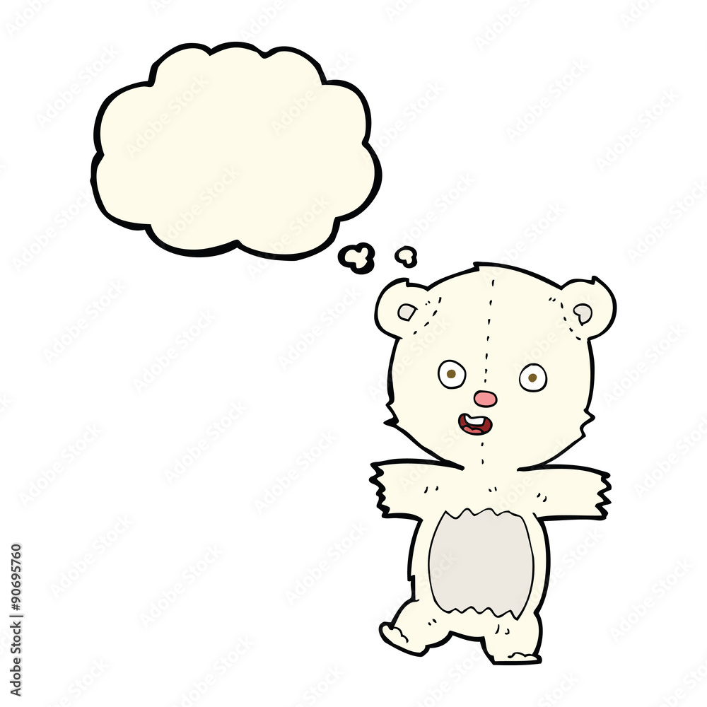 cartoon cute polar bear cub with thought bubble