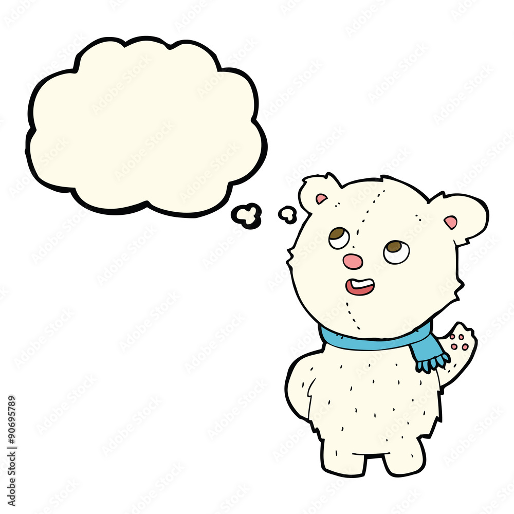 cartoon cute polar bear cub with thought bubble cartoon cute polar bear cub with thought bubble
