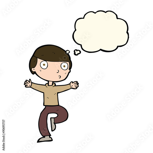 cartoon startled man with thought bubble