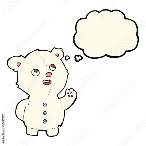 cartoon cute polar bear cub with thought bubble