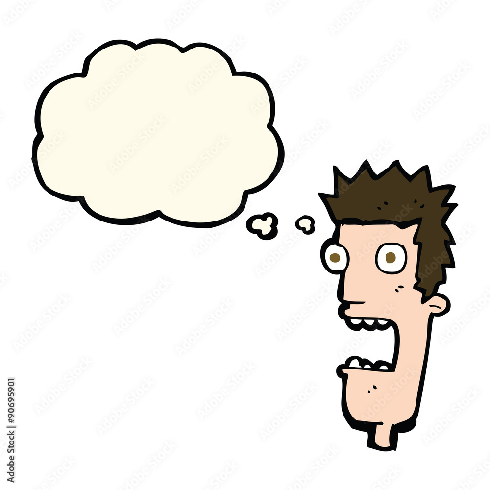 cartoon shocked man's face with thought bubble cartoon shocked man's face with thought bubble