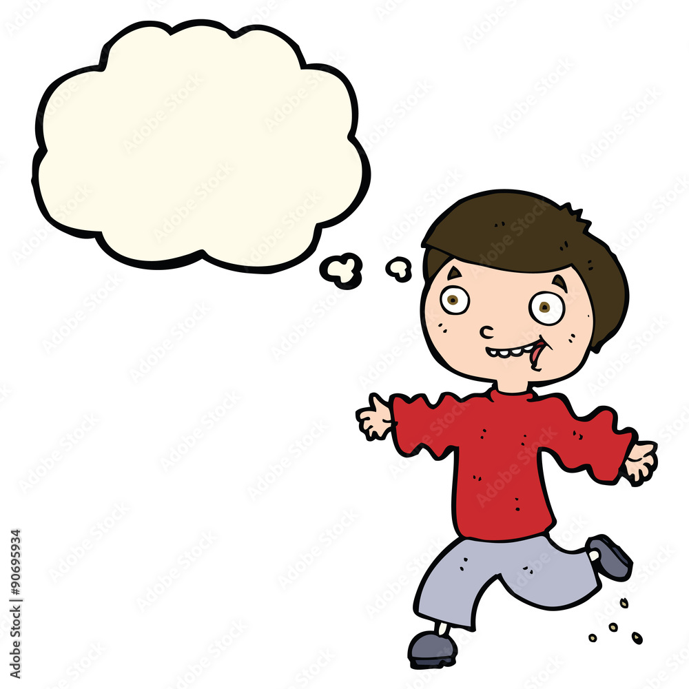 cartoon excited boy with thought bubble cartoon excited boy with thought bubble