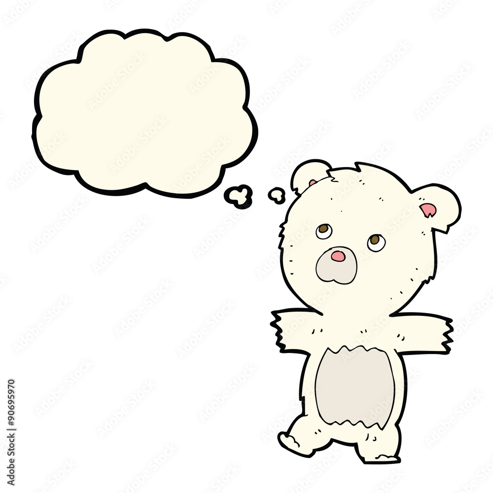 cartoon cute polar bear with thought bubble