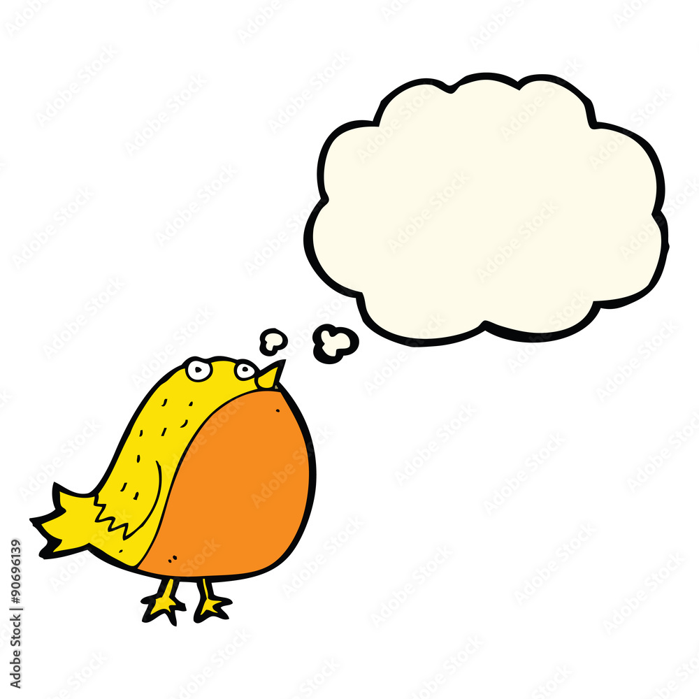 cartoon fat bird with thought bubble cartoon fat bird with thought bubble