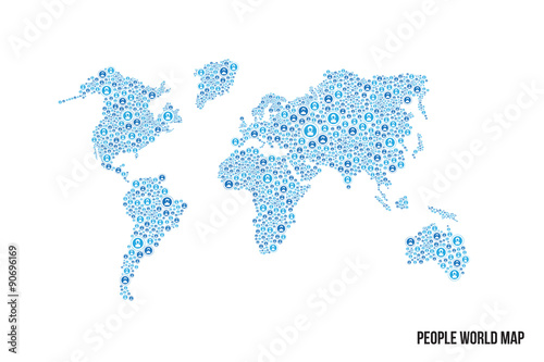 People man woman element on world map,connection network concep