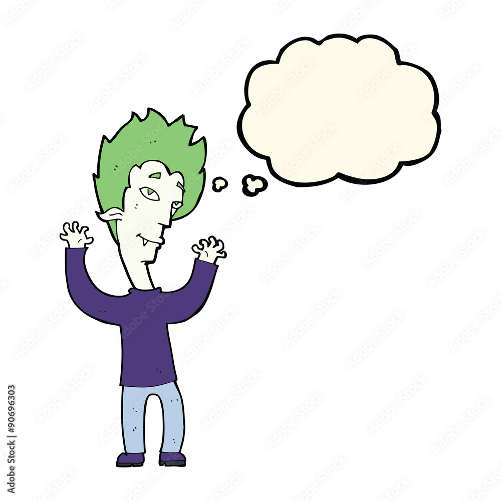 cartoon vampire man with thought bubble cartoon vampire man with thought bubble