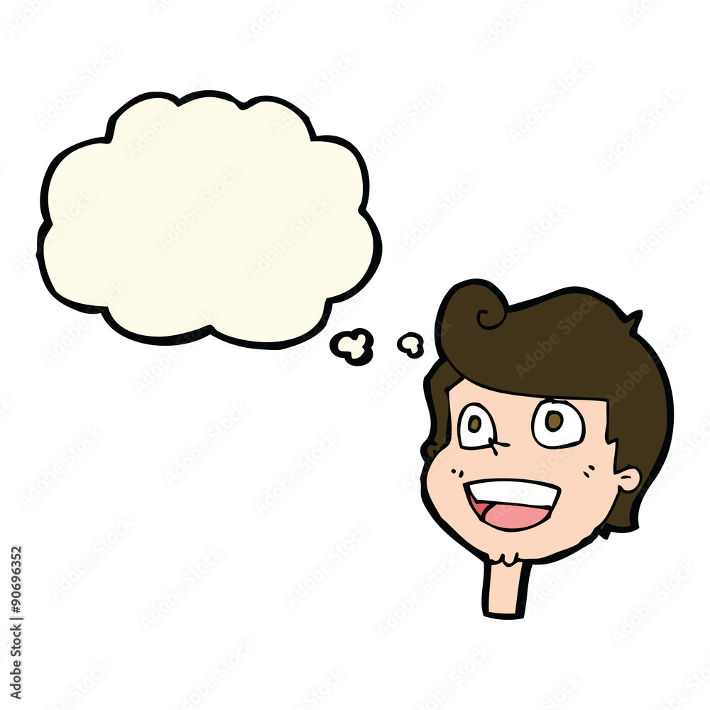 cartoon happy face with thought bubble cartoon happy face with thought bubble